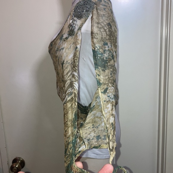 Baby Phat Size XL(EG) 97% Silk 3% Metallic Thread Beading on Shoulders Tie Slves - Picture 9 of 11